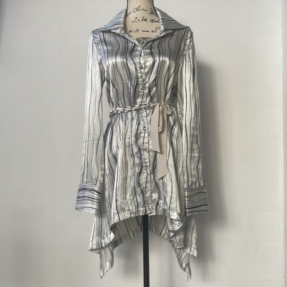 Satin Button Down Shirt Dress